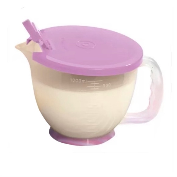 Tupperware Mix-N- Stor Pitcher 1 Liter  Clear & Purple Lid - Picture 2 of 3